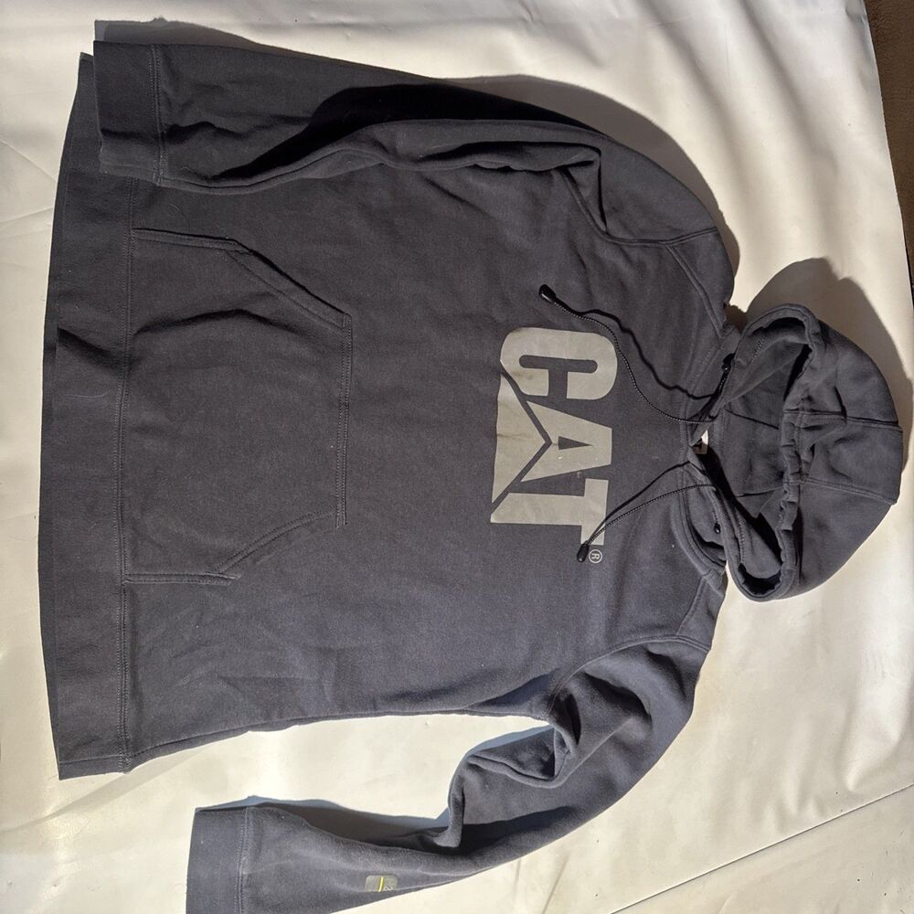 Womans Caterpillar CAT Hoodie WorkweaReflective Gray Pullover Graphic Sweatshirt